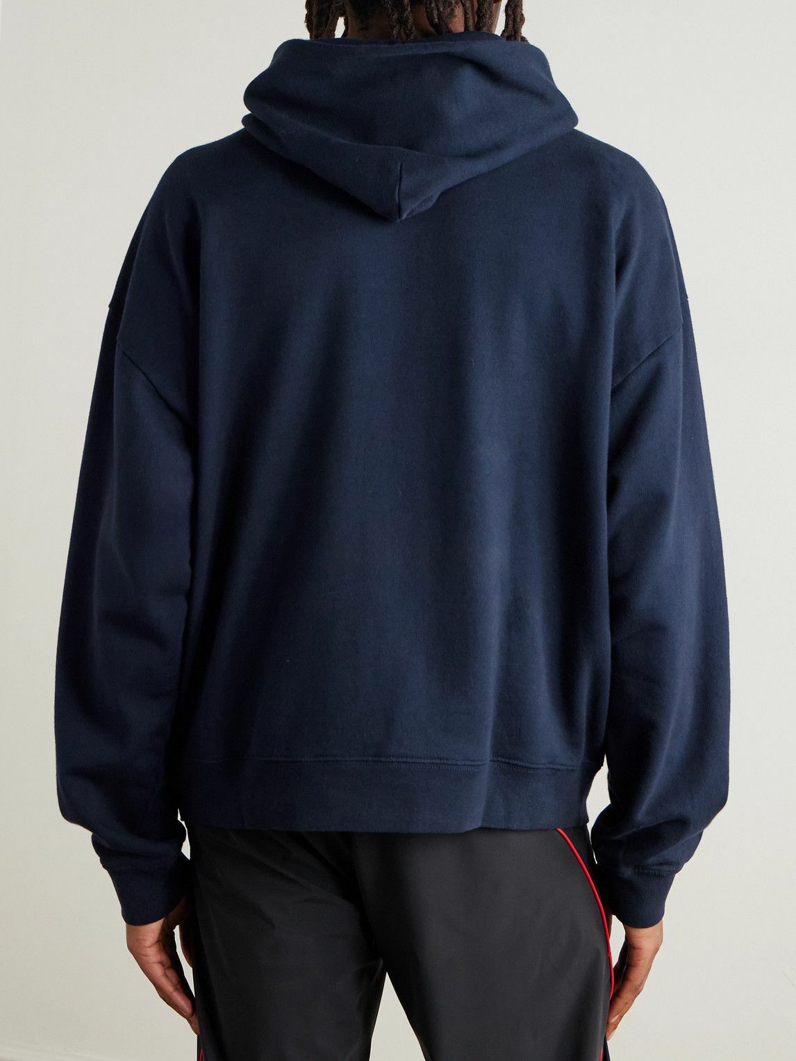 DISTRICT VISION - California Logo-Embroidered Stone-Washed Cotton-Jersey Hoodie - Blue