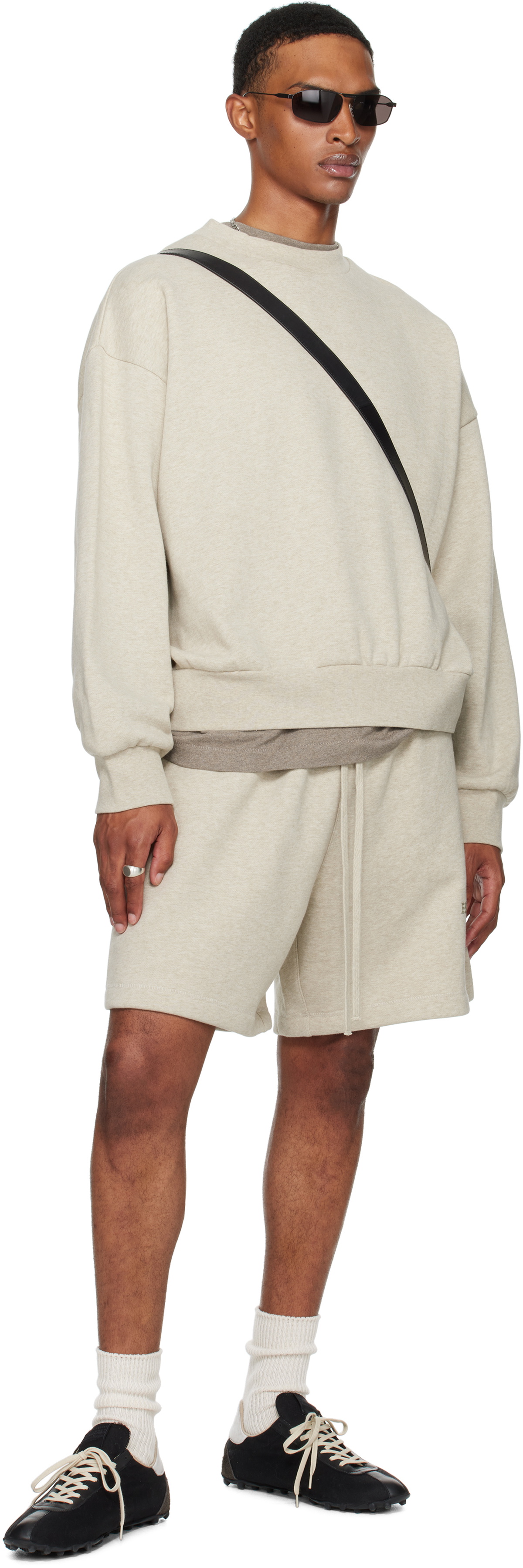 Fear of God ESSENTIALS Beige Classic Fit Fleece Crewneck Sweatshirt ...
