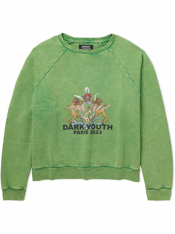 Photo: Liberal Youth Ministry - Printed Cotton-Jersey Sweatshirt - Green