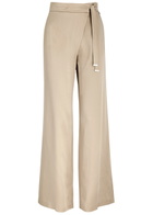 Herno Wrap-effect Satin Trousers Cream