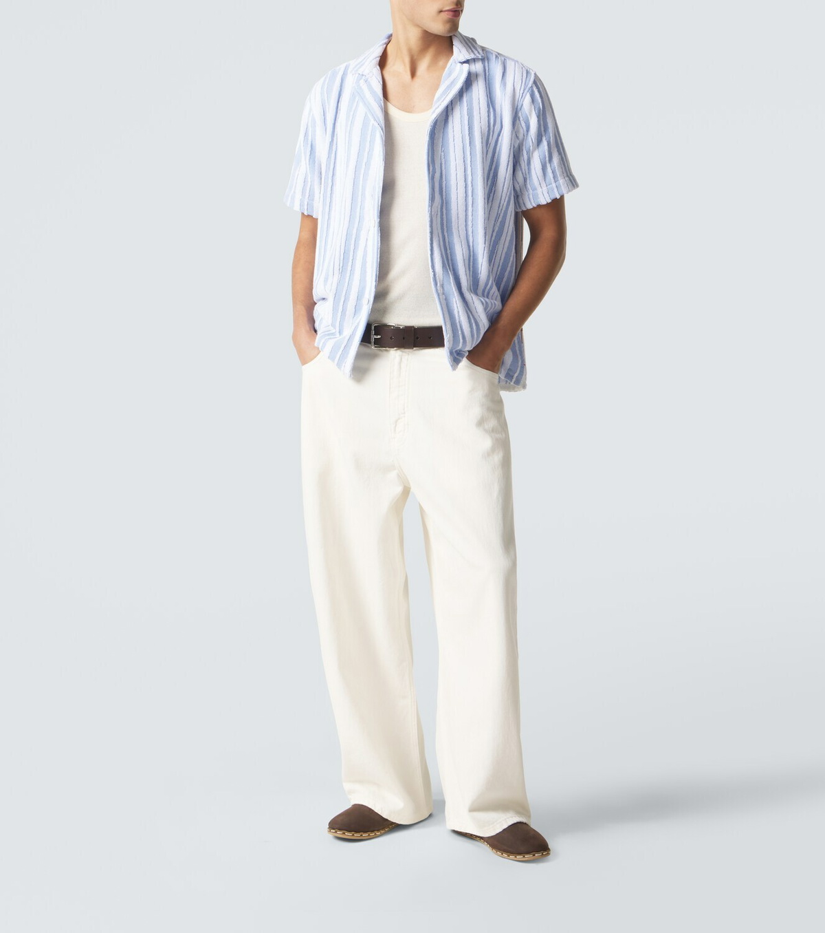 Orlebar Brown Howel striped cotton toweling shirt