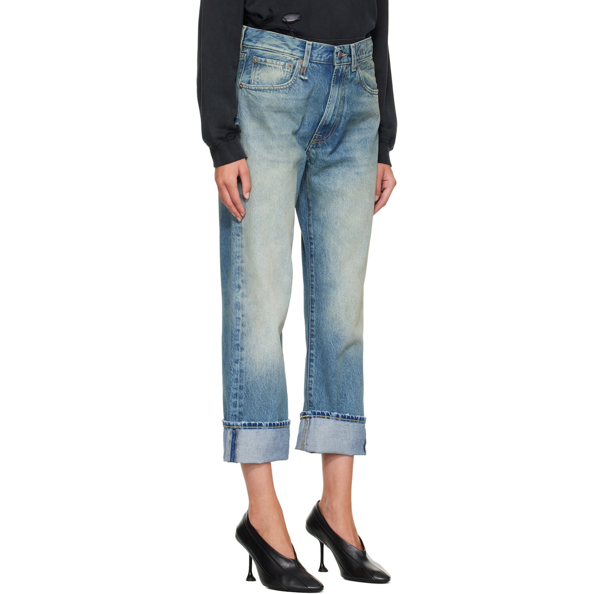 R13 Blue Cuffed X-Boyfriend Jeans