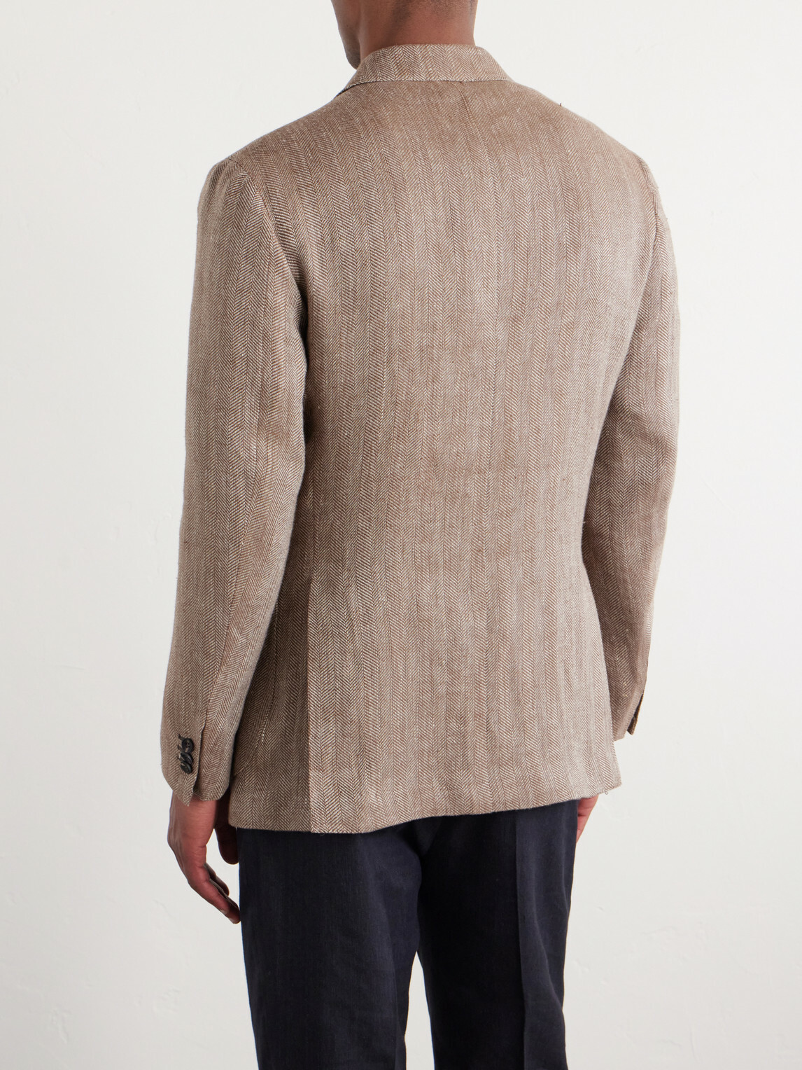 J. Mueser - Herrinbone Linen Blazer - Brown