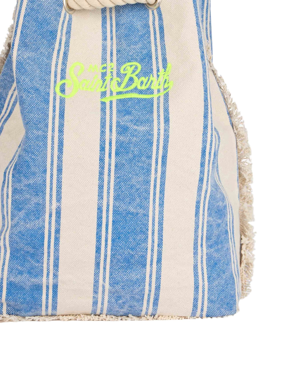MC2 Saint Barth Boat Canvas Backpack With White And Light Blue Stripes