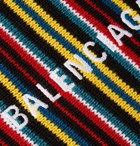 Balenciaga - Oversized Distressed Logo-Intarsia Virgin Wool-Blend Sweater - Men - Multi