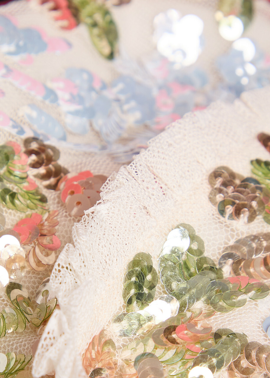 Needle & Thread Baroque Sequin-embellished Tulle Jacket Cream