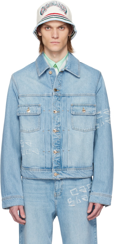 Photo: Casablanca Blue Graffiti Distressed Denim Jacket