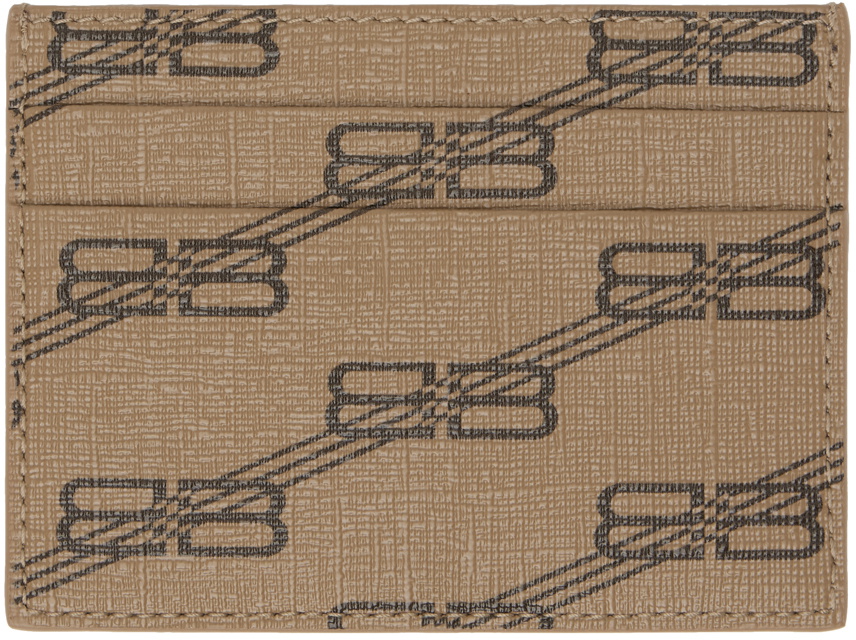 Balenciaga Beige Signature BB Monogram Card Holder