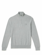 Polo Ralph Lauren - Logo-Embroidered Honeycomb-Knit Cotton Half-Zip Sweater - Gray