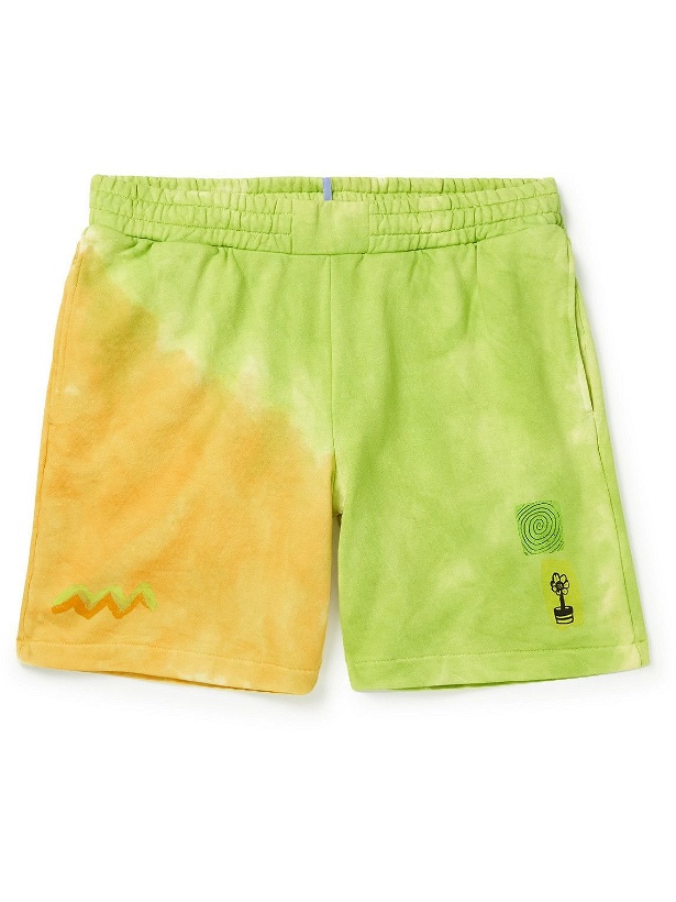 Photo: MCQ - Straight-Leg Tie-Dyed Cotton-Jersey Drawstring Shorts - Green