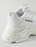 Balenciaga - Triple S Logo-Print Faux Leather Sneakers - White