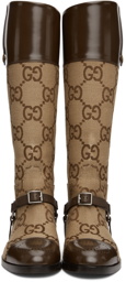 Gucci Beige & Brown Harness Knee-High Boots