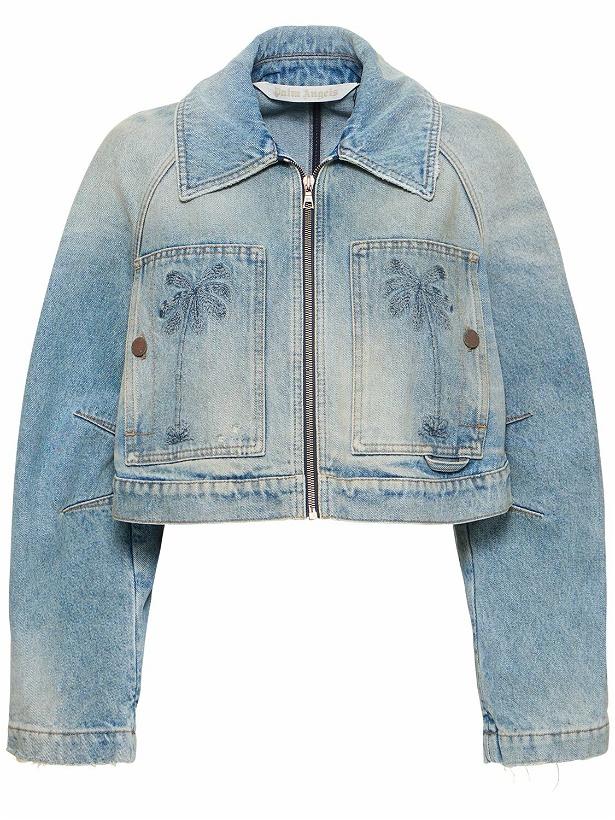 Photo: PALM ANGELS Paris Cotton Denim Cropped Jacket