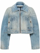 PALM ANGELS Paris Cotton Denim Cropped Jacket