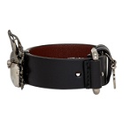 Alexander McQueen Black Leather Beetle Bracelet