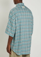 Acne Studios Oversized Checked Woven Shirt White And Blue