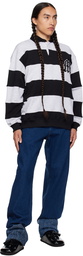 MSGM Gray Striped Long Sleeve Polo