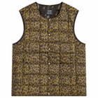 Taion Men's Crew Neck Down Vest in Leopard