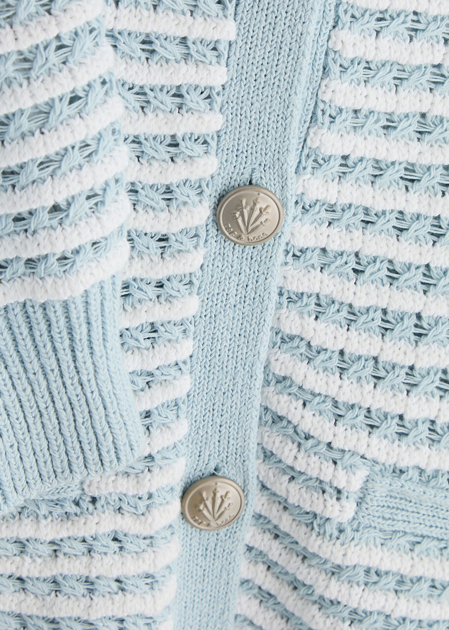 Rag & Bone Marlee Striped Cotton-blend Cardigan Light Blue