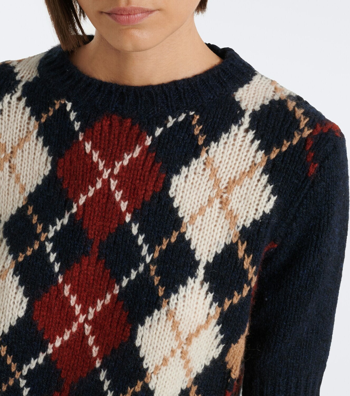 Khaite Lisa argyle cashmere and mohair sweater