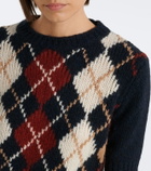 Khaite Lisa argyle cashmere and mohair sweater
