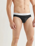 CALVIN KLEIN UNDERWEAR - Three-Pack Stretch-Cotton Briefs - Black