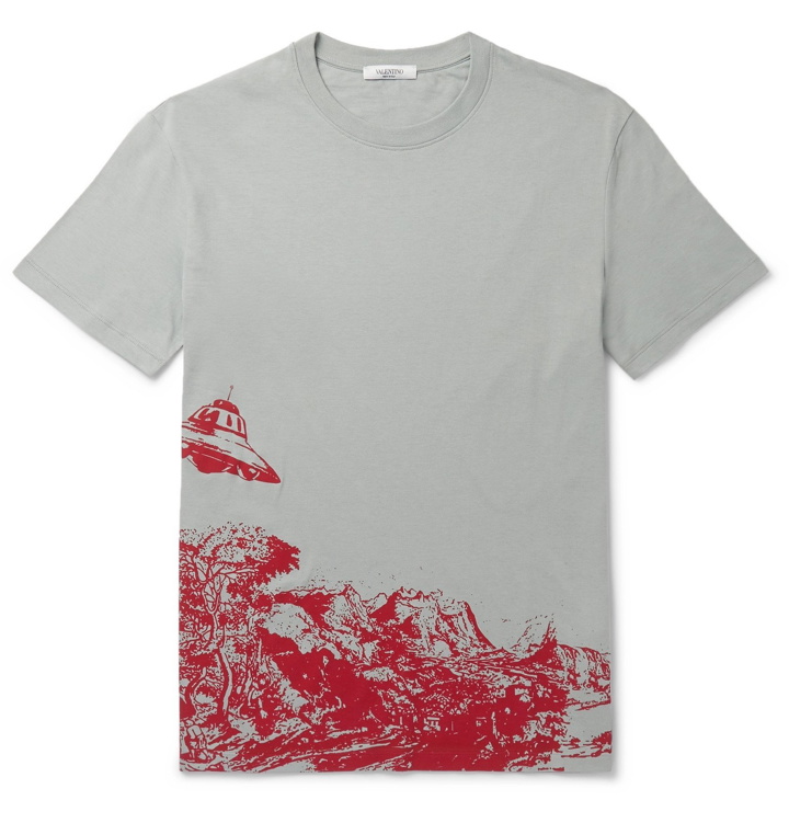 Photo: Valentino - Undercover Printed Cotton-Jersey T-Shirt - Gray