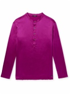 TOM FORD - Stretch-Silk Satin Henley Pyjama Top - Purple