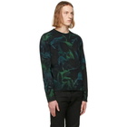 Saint Laurent Black and Green Tie-Dye Rive Gauche Logo Sweatshirt