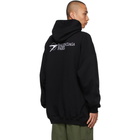 Balenciaga Black Embroidered Logo Large Fit Hoodie