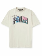 Palm Angels - Logo-Print Distressed Cotton-Jersey T-Shirt - White