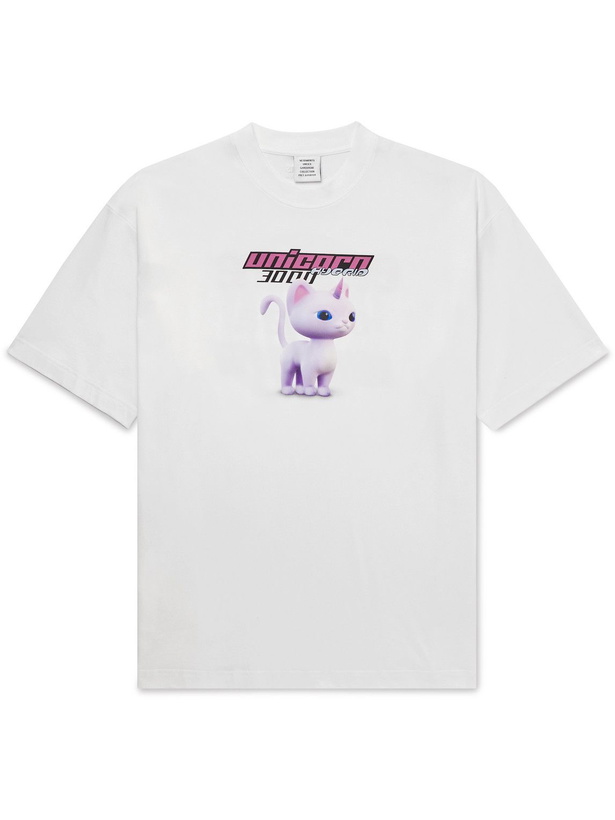 Photo: VETEMENTS - Oversized Logo-Print Cotton-Jersey T-Shirt - White