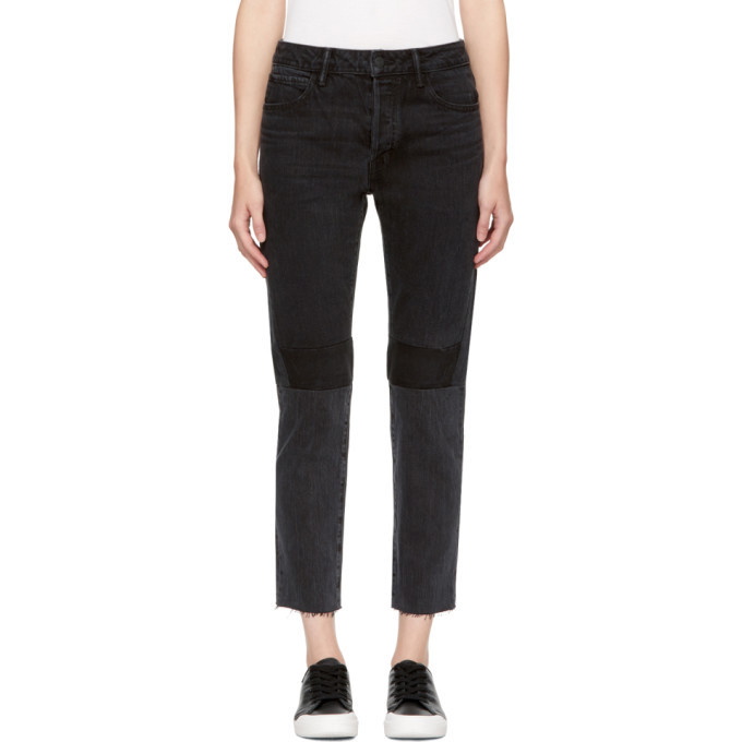 Photo: Helmut Lang Black Patchwork High-Rise Crop Jeans