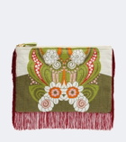 La DoubleJ Fringed printed cotton canvas pouch