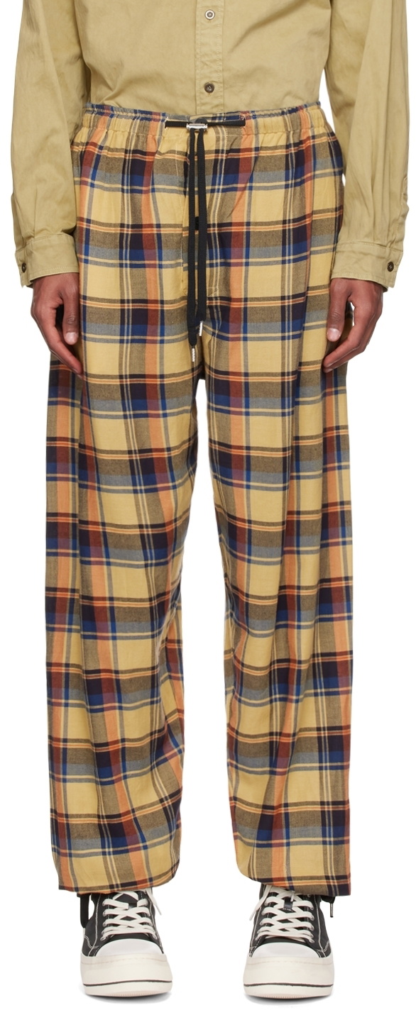 Faith Connexion Yellow Cotton Check Trousers