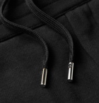 Alexander McQueen - Tapered Logo-Embroidered Fleece-Back Cotton-Jersey Sweatpants - Black