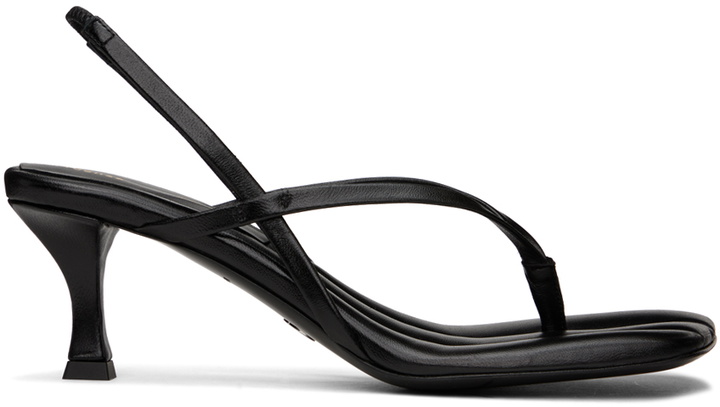 Photo: Proenza Schouler Black Square Thong Heeled Sandals