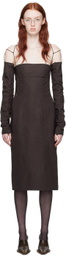Elena Velez Brown Straight Midi Dress