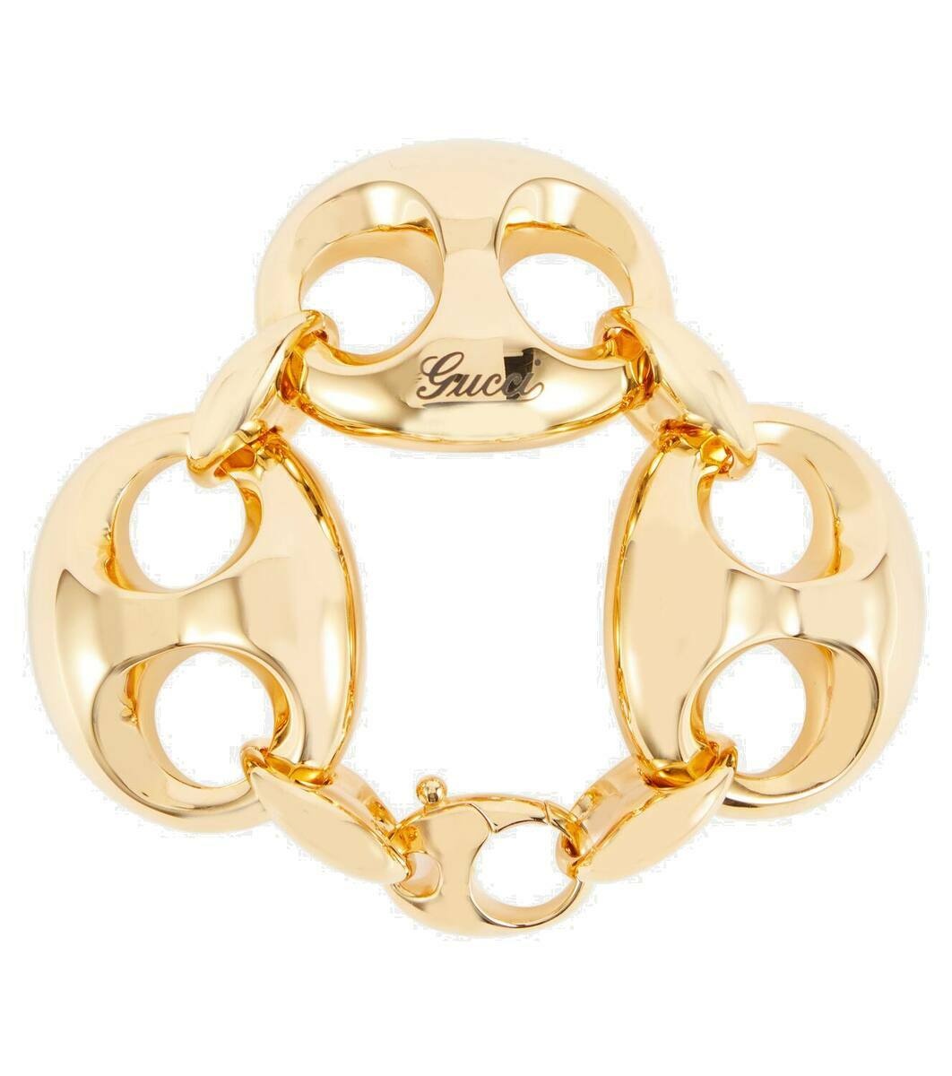 Interlocking G embellished chain bra in silver - Gucci