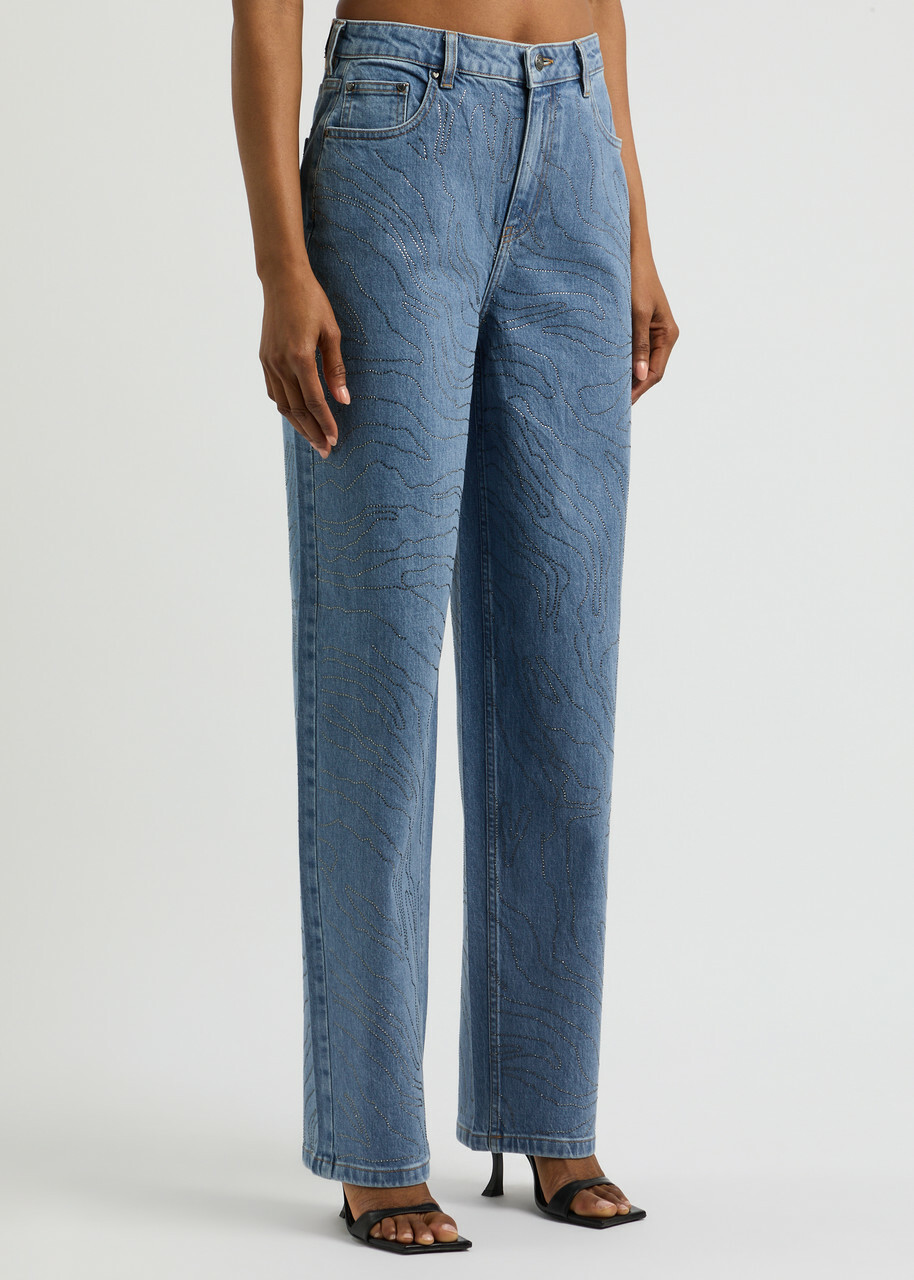 ROTATE BIRGER CHRISTENSEN ジーンズ Denim Laced Leg Pants Black - ROTATE Birger Christensen