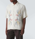 Commas Embroidered linen and cotton bowling shirt