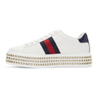 Gucci White Crystal New Ace Platform Sneakers