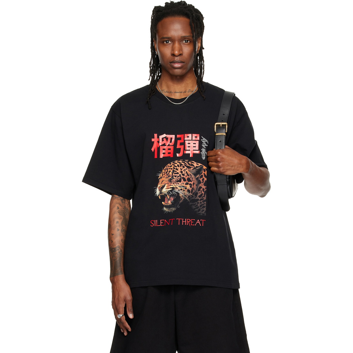 LU'U DAN Black Leopard Graphic T-shirt