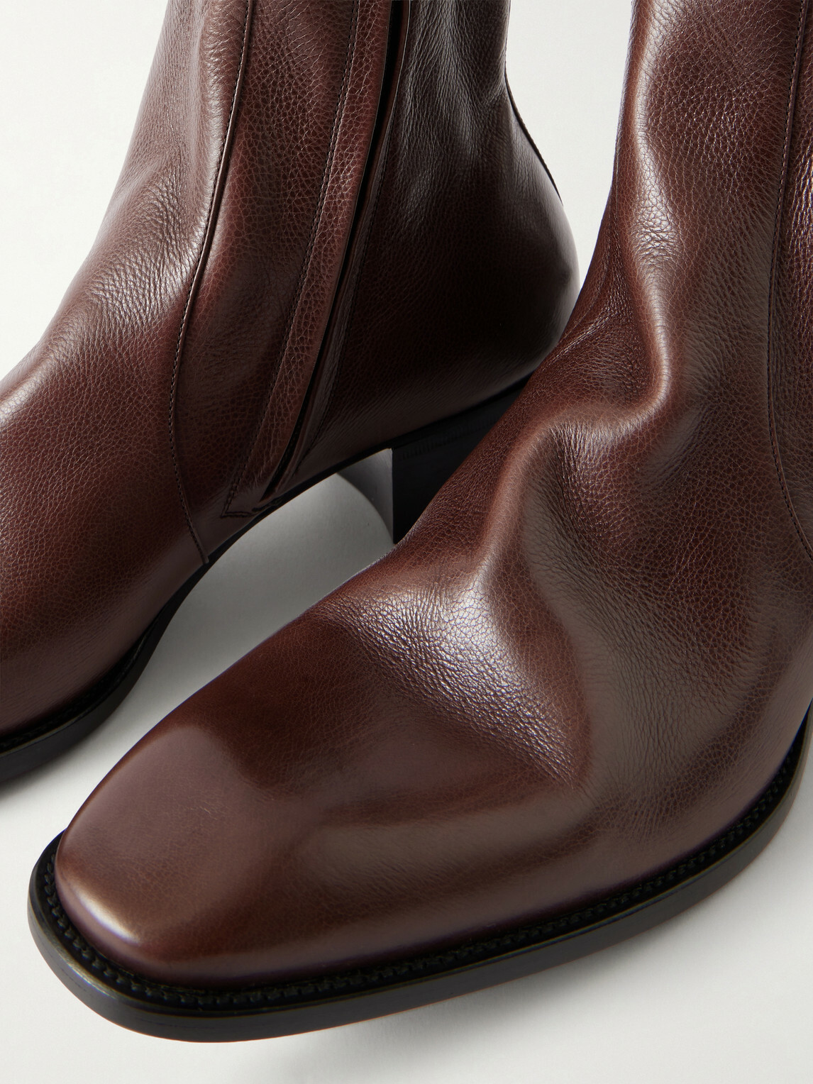 SAINT LAURENT - Stanton Full-Grain Leather Ankle Boots - Brown