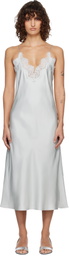 Róhe Blue Silk Lace Slip Midi Dress