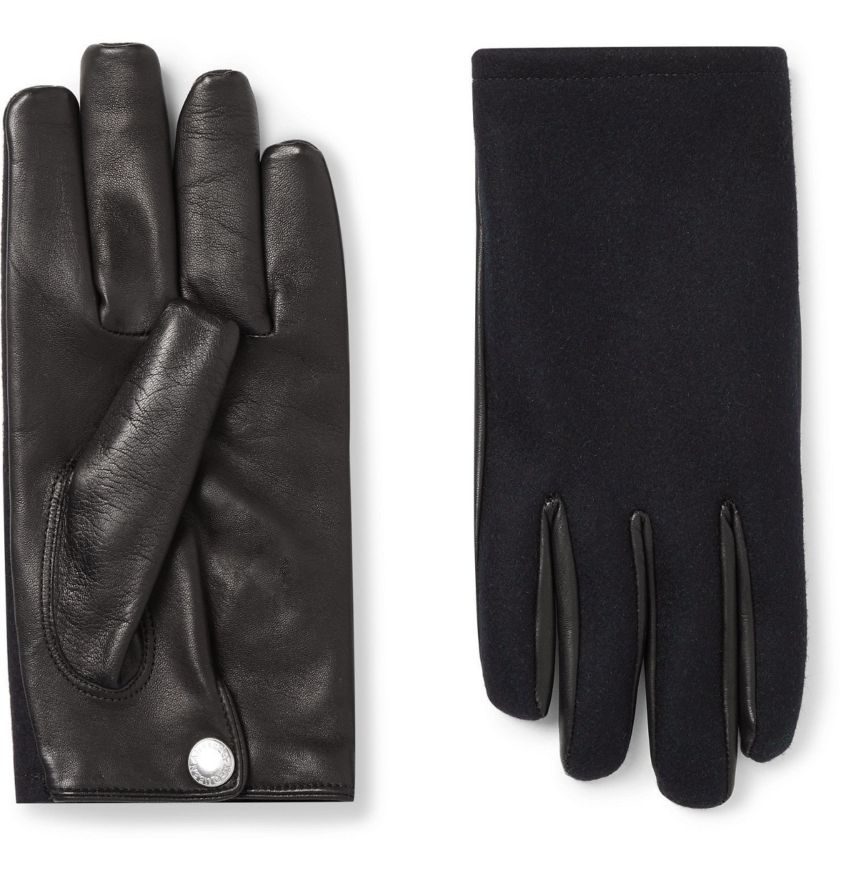 Photo: Alexander McQueen - Cashmere-Lined Leather and Wool-Felt Gloves - Blue