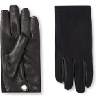 Alexander McQueen - Cashmere-Lined Leather and Wool-Felt Gloves - Blue