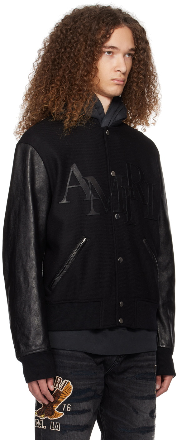 AMIRI Black Staggered Bomber Jacket Amiri