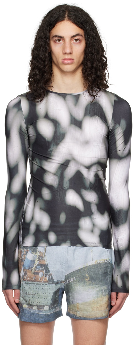 Photo: Serapis SSENSE Exclusive Black & White Shadows Long Sleeve T-Shirt