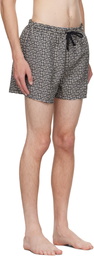 Balmain Beige & Black Monogram Swim Shorts